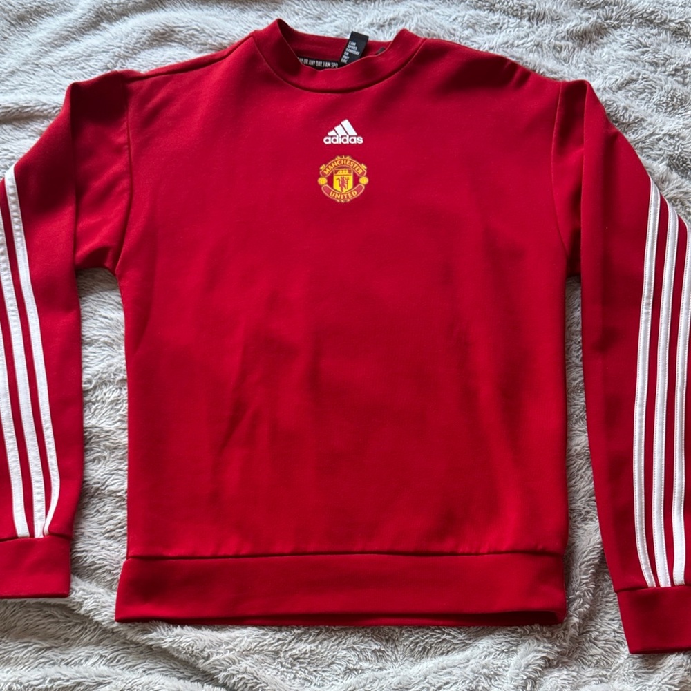 Adidas Red Crewneck with Manchester United Emblem